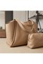 Beige Soft Leather Shoulder Bag 31X24 cm Daily Women's Bag with Extra Makeup Bag Bezoss - 3
