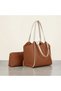 Women's Brown Cream Soft Leather Shoulder Bag 30X25 cm with Extra Makeup Bag Bsk2026