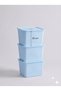 3 Pieces of Ultra Large 24 Liter 40X30X30 cm Polypropylene Plastic Organizer with Blue Lids - 3-Piece Toy Box and Storage Basket - 5