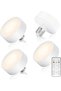 Battery Operated LED Light Bulbs with Remote,4-Piece Wireless Puck Lights,E26/E27 Screw-In Base,3 Color Temperatures