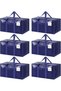 6-Pack Heavy Duty Moving Bags,Waterproof Storage Totes with Reinforced Handles and Dual Zippers,Dark Blue