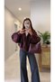Asol Burgundy Shiny Quilted Jacket - 2