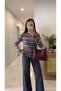 Kolde Gray Burgundy Striped Long Sleeve Knitwear - 3