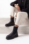 Women's Thick Sole Elastic Chelsea Boots Pelvas Black - 2