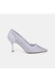 Women's Silver Sparkling Stone Thin Heeled Bridal Shoes - 2