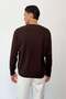 Men's Crew Neck Slim Ribbed Knit Sweater Brown - 27014 - 5