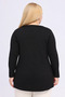 Plus Size Pearl Embellished Pleated V-Neck Tunic with Slit Detail at the Sleeve End - 4