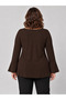 Plus Size Square Neck Flounce Sleeve Blouse - 3