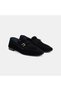 Women's Black Slip-On Suede Loafer with Gold Accessories