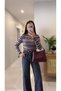 Kolde Gray Burgundy Striped Long Sleeve Knitwear - 2
