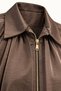 Bat Sleeve Pleated Detail Brown Satin Jacket - 2