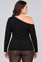 Plus Size Wide Boat Neck Long Sleeve Blouse - 3
