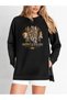 Plus Size Instinct Elegance Printed Sweatshirt with Zipper Slit Detail and Oysho Fabric Raglan Sleeves