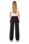 Women's Black Wide Leg Straight Cut Trousers with Pockets - 3