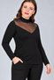 Plus Size Roba Tulle Half Turtleneck Long Sleeve Blouse - 2