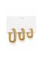 Zircon Stone Rectangular Gold Earrings