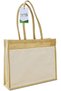 Large Eco friendly Burlap Jute Tote Bag with Canvas Pocket, - 3