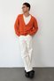 Men's V-Neck Buttoned Knitwear Cardigan Orange - 26505 - 3