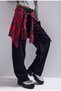 Women's Palazzo Plaid Shirt Detailed Special Design Denim Jean - 4