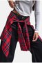 Women's Palazzo Plaid Shirt Detailed Special Design Denim Jean - 5