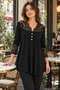 Women's Long Sleeve Lace Embroidered Collar and Sleeve Detail Buttoned Front Viscose Fabric Loose Cut Casual Stylish Blouse - 4