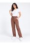 Women's Brown 3-Thread Fleece Lined Comfortable Cut Sweatpants with Adjustable Leg Detail - 3
