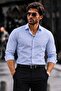 Men's Casual Collared Buttoned A.Blue Shirt - 2