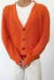 Men's V-Neck Buttoned Knitwear Cardigan Orange - 26505 - 2