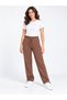 Women's Brown 3-Thread Fleece Lined Comfortable Cut Sweatpants with Adjustable Leg Detail - 2