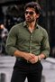 Men's Casual Collared Buttoned Khaki Shirt - 5
