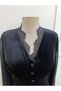 Women's Long Sleeve Tulle Lace Collar Buttoned Velvet Blouse - 5