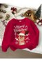 Christmas Printed Cotton 3 Thread Threaded Crew Neck Oversize Sweatshirt