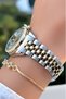 Gold Silver Color Calendar Steel Strap Women's Wristwatch -Waterproof- with Bracelet Gift - 6