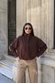 Gabardine Fabric Zippered Lined Jacket Brown - 2
