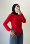 Crew Neckline with Slit Detail Sandy Body Pomegranate Flower - 4