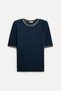 Men's Navy Blue Striped Oversize Crew Neck T-Shirt