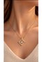 Gold Color Zircon Stone Look Geometric Square Pendant – Elegant Women's Necklace - 2