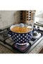 Emaye Dark Blue Polka Dot Pot for Milk, Yogurt, Sauce, and Menemen