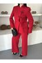 Women's Chinese Collar Authentic Button-Detail Jacket and Pants Set - 6