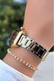 Gold Silver Burgundy Color Rectangular Case-Steel Strap Women's Watch -Waterproof- Bracelet Gift - 6