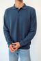 Men's Polo Collar Half Button Thessaloniki Sweatshirt Navy Blue - 6103 - 2