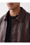 Esvab • Modern & Distinctive Standard Fit Shirt Roba Collar Men's Leather Look Coat - 4