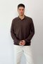 Men's Polo Collar Half Button Thessaloniki Sweatshirt Brown - 6103