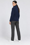 Women's Navy Blue Fleece Fabric Jacket Soft Winter Jacket with 3 Pockets on the Front and Detailed Soft Texture - 4
