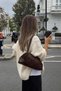 Brown Knitted Detailed Suede Bag - 3