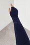Glove Detailed Turtleneck Body in Navy Blue - 3