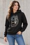 Turquoise Motif Göktürk Wolf Printed Black Hooded Pocketless Sweatshirt - 5