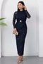 Halter Neck Raglan Sleeve Buckle Glitter Dress Dks1465 - 4