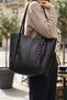 Black Scarf Daily Women's Bag with Hand and Shoulder Straps - 7
