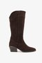 Lova Brown Suede Leather Western Heeled Boots